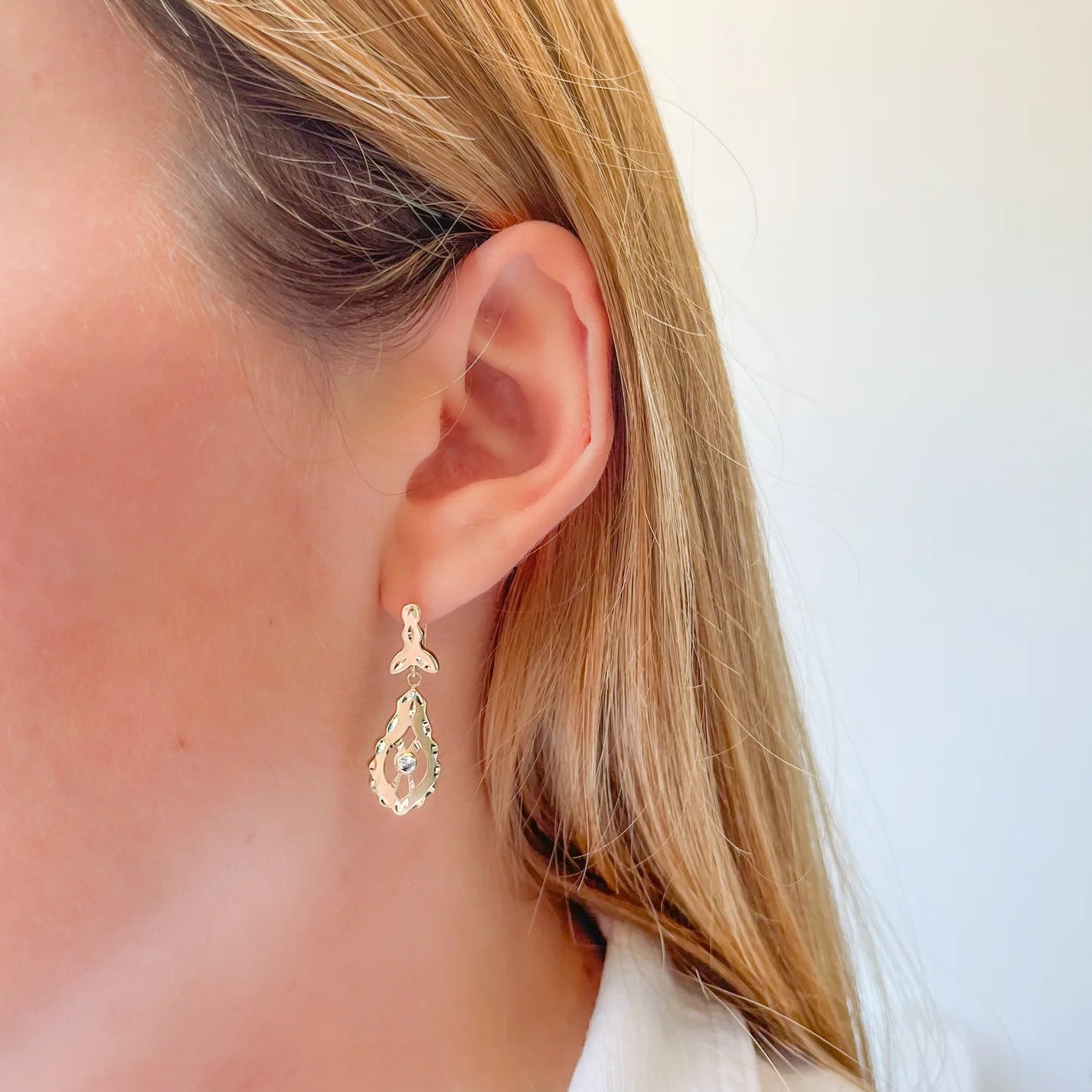 Pendientes Cordobés Largos de Oro 9K con Circonitas