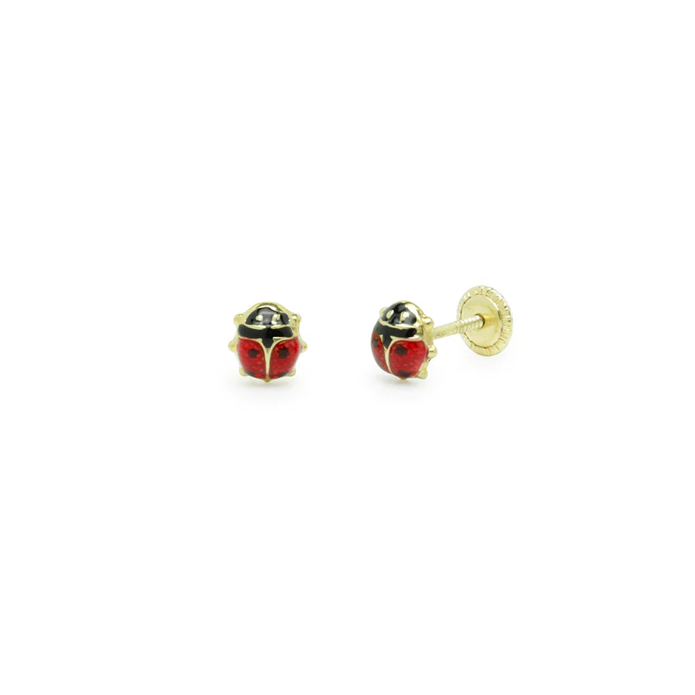Pendientes Bebés Mariquita Oro 9k