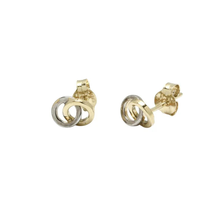 Pendientes Círculos Entrelazados de Oro 9K Bicolor