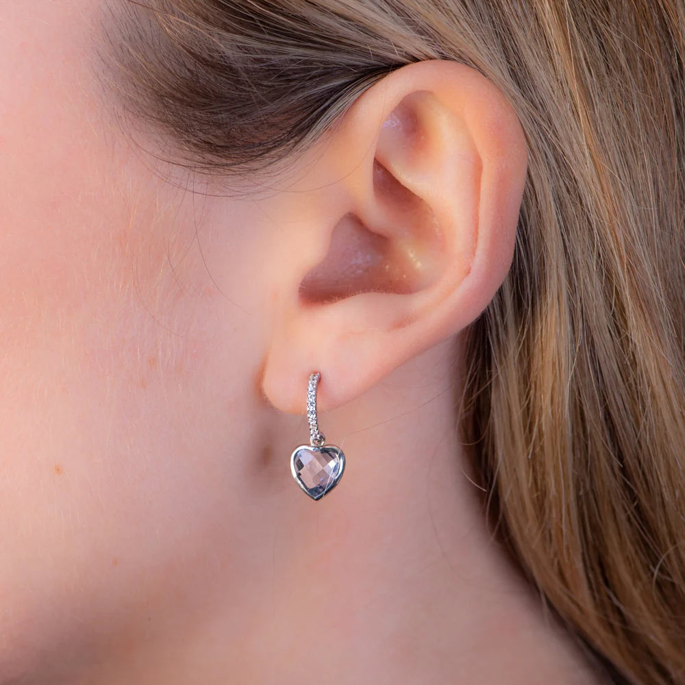 Pendientes Corazón de Oro 9K con Circonita Aguamarina