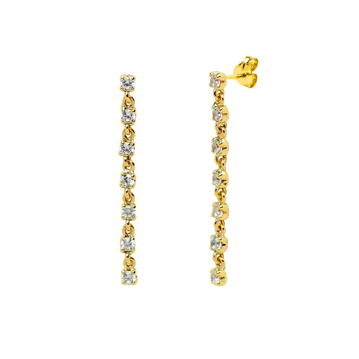 Pendientes Largos de Oro con Circonitas