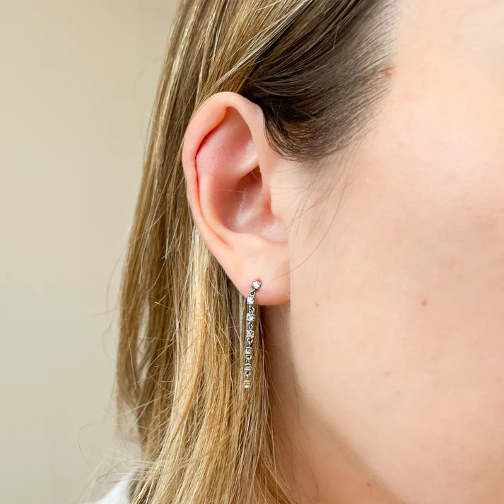 Pendientes Largos de Oro con Circonitas