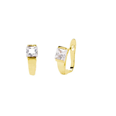 Pendientes de Oro con Circonita Cuadrada