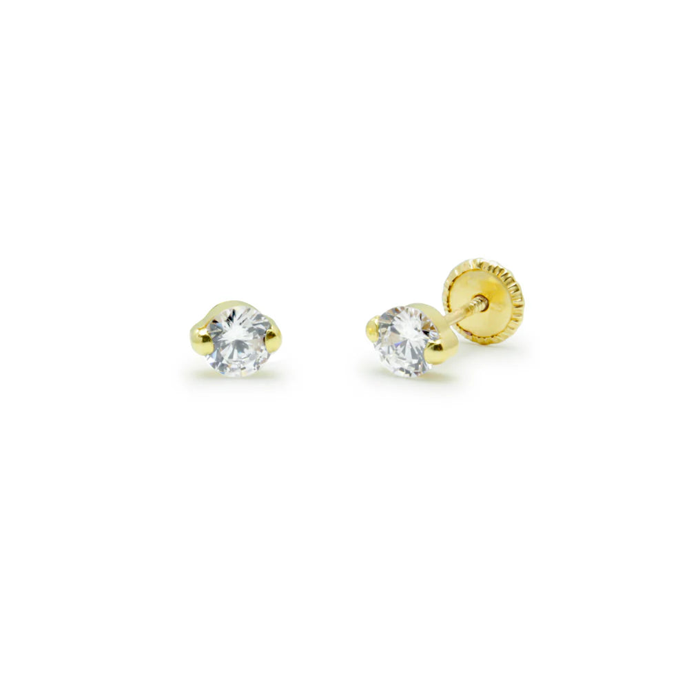 Pendientes Bebés Circonita 4mm Oro 9k