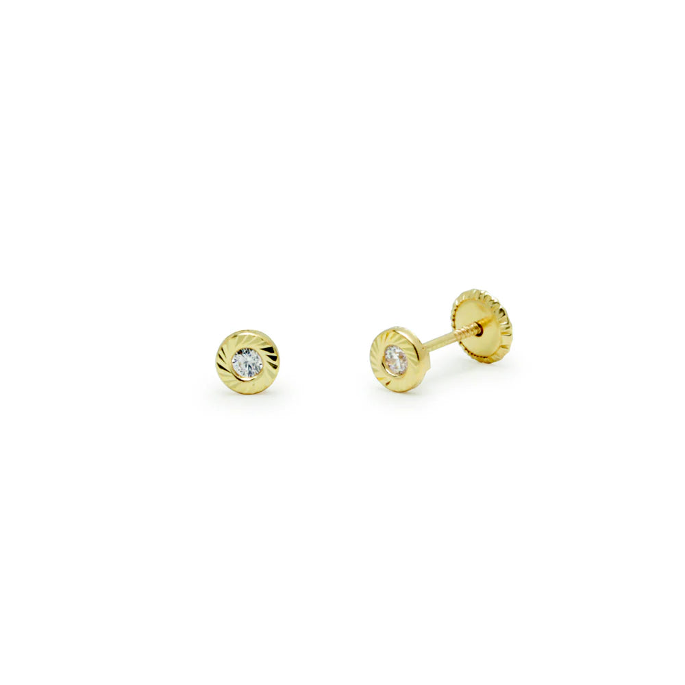Pendientes Bebés Bisel 2mm Tallado Oro 9k