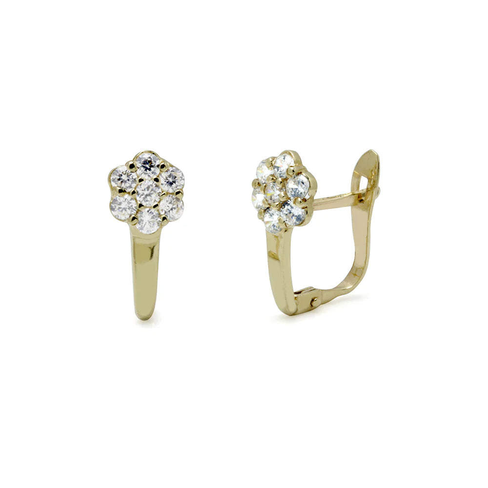 Pendientes Comunión Flor de Oro con Circonitas