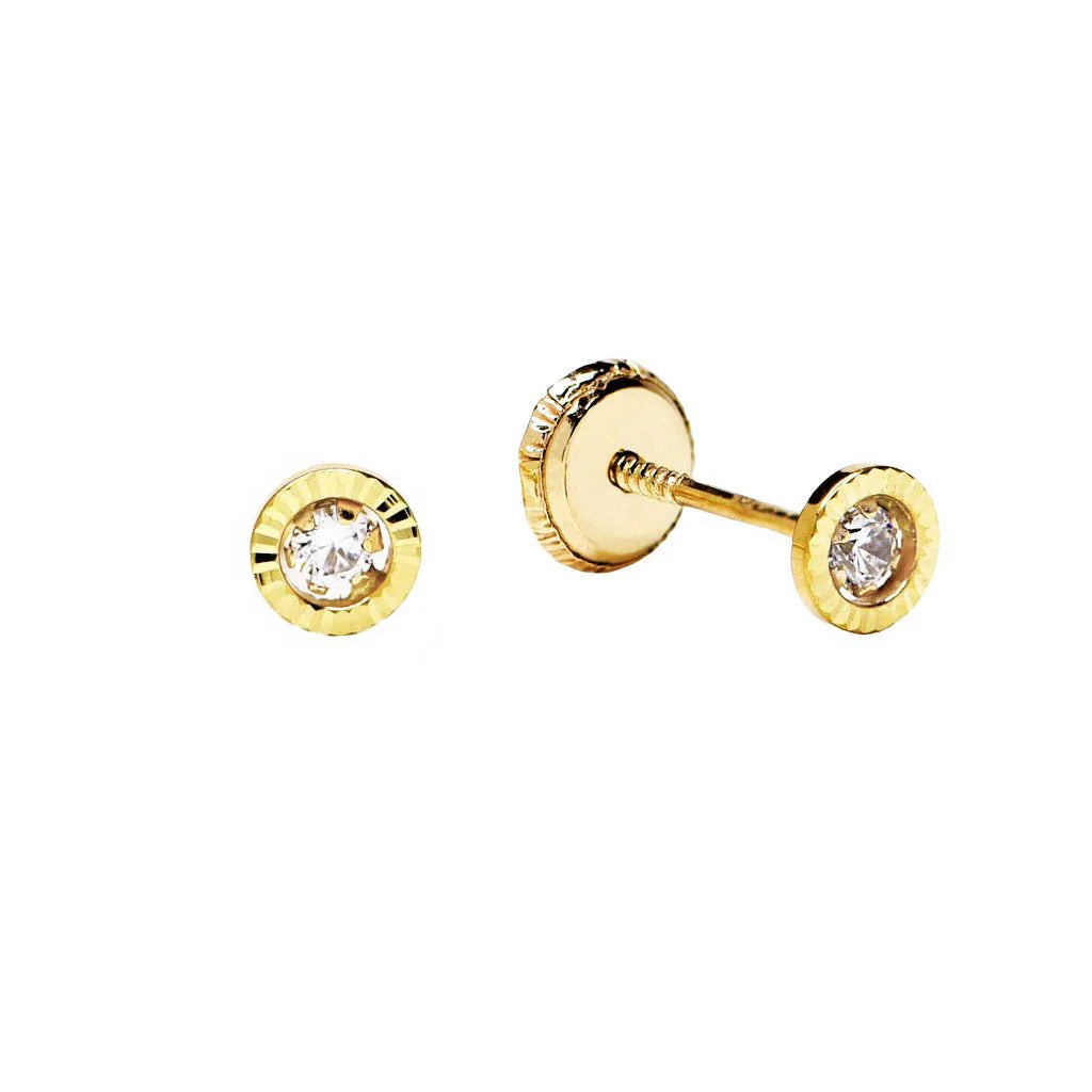 Pendientes Bebés Bisel 4mm Tallado