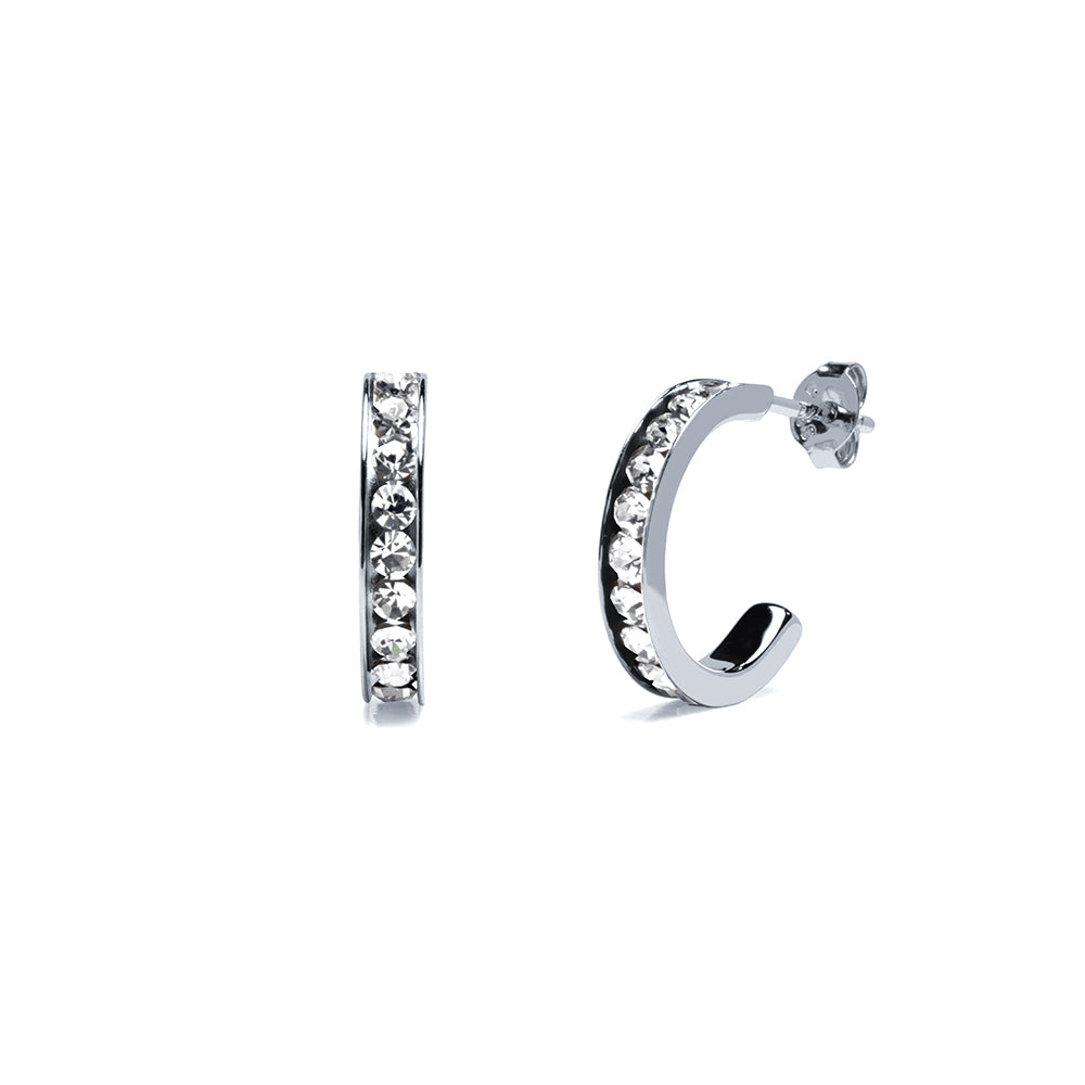 Pendientes aros circonita 15mm Plata