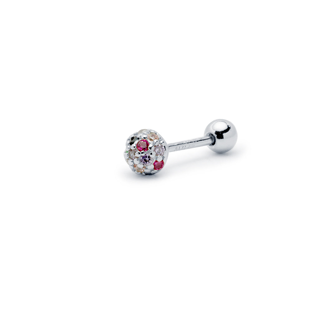 Piercing de Plata con Bola Multicolor