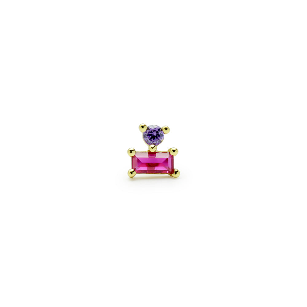 Piercing Baguette de Plata con Tonos Rosas