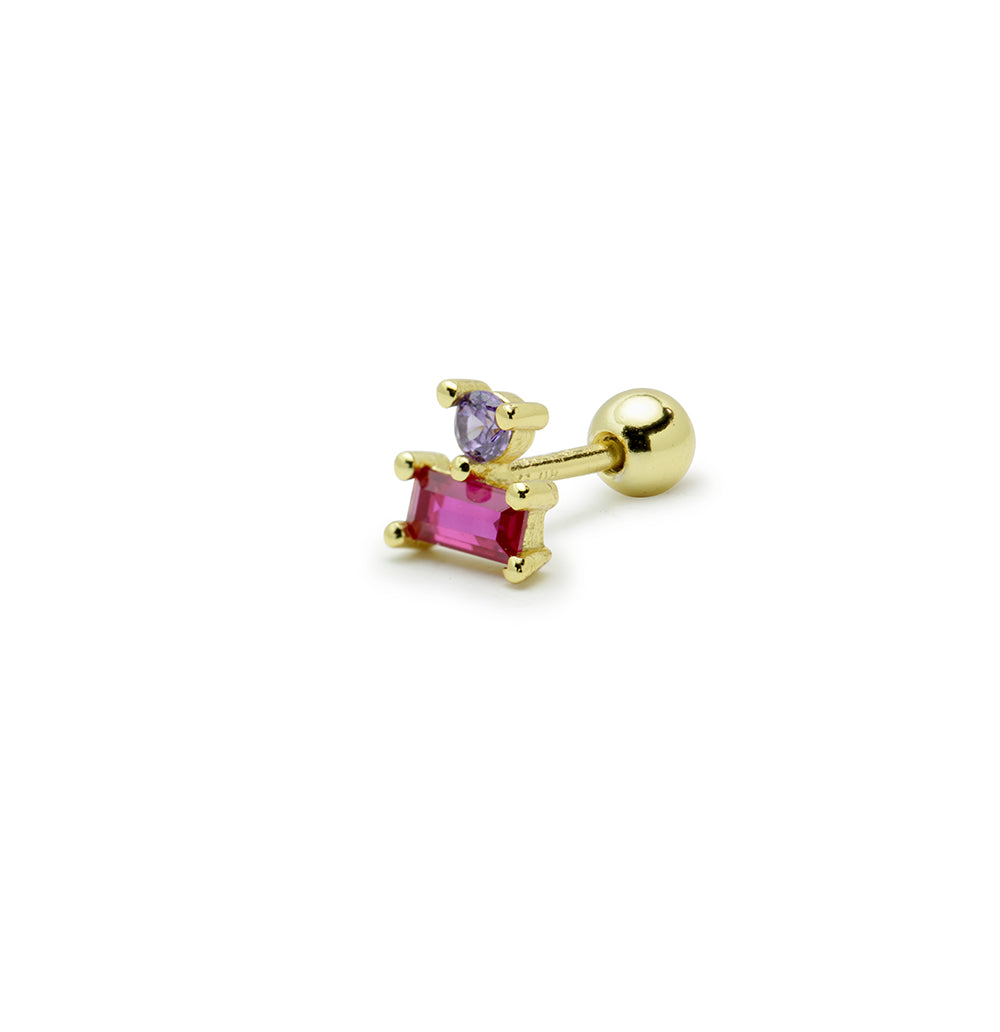 Piercing Baguette de Plata con Tonos Rosas