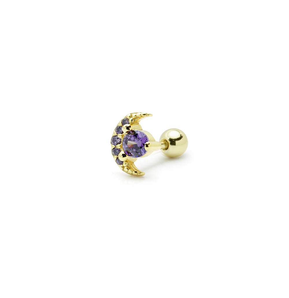 Piercing Luna de Plata 925 con Circonita Lila