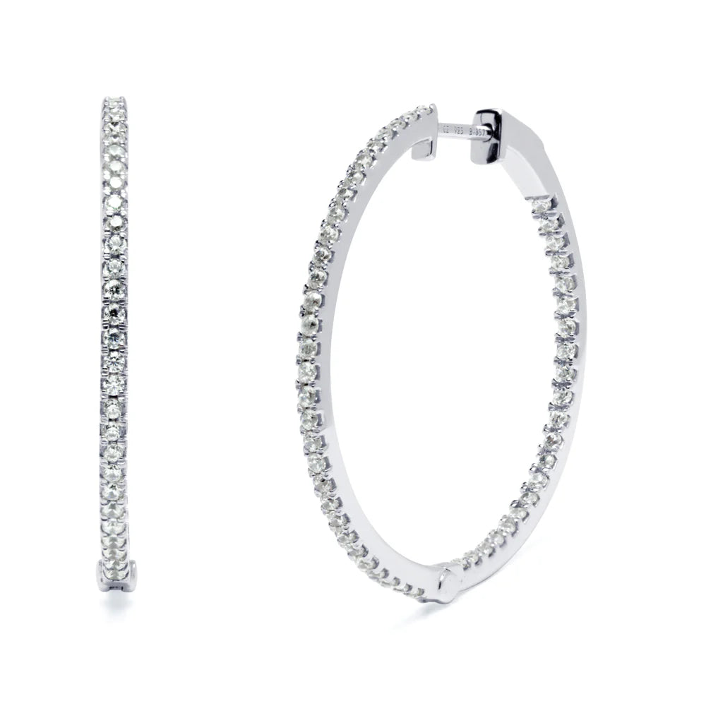 Pendientes Aro Dobles con 102 Diamantes 0,95 Quilates Oro