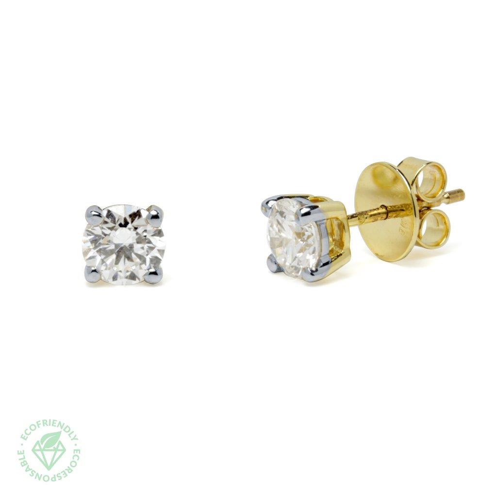 Pendientes con Diamante de Laboratorio en Oro 9k