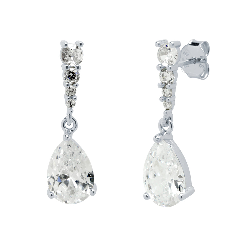 Pendientes largos lágrima plata