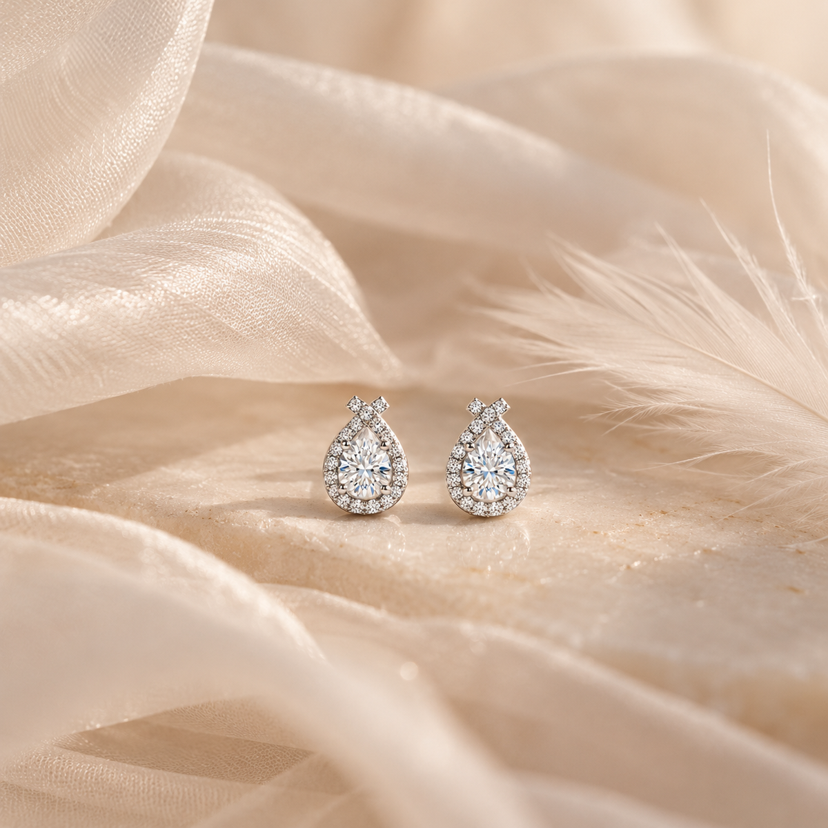 Pendientes Gota de Plata 925 con Moissanita