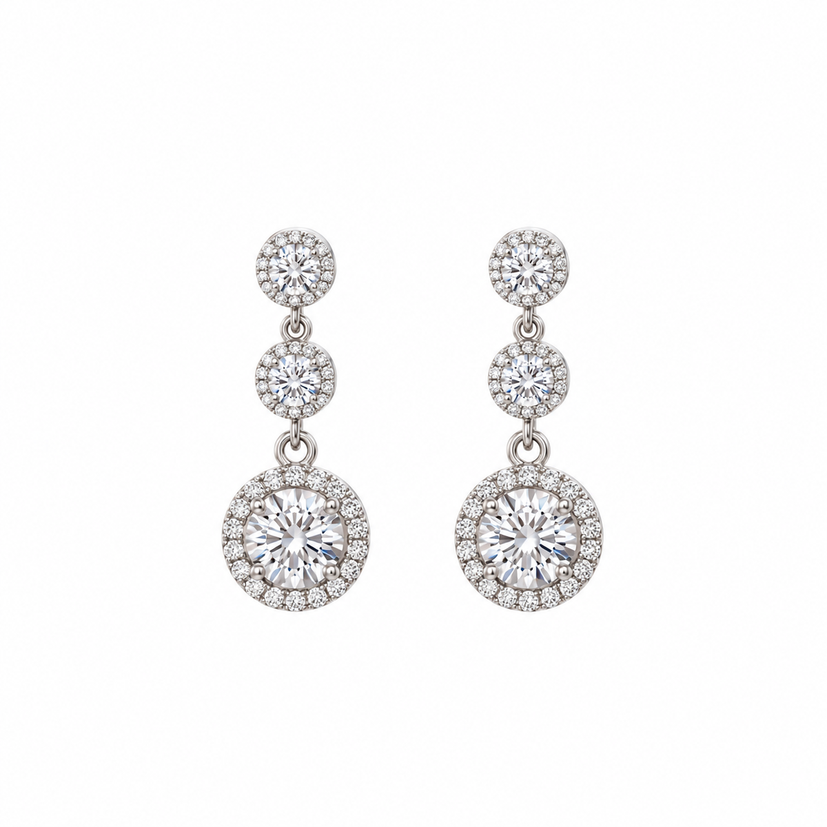 Pendientes Triple Círculo de Plata 925 con Moissanita