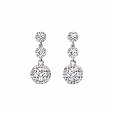 Pendientes Triple Círculo de Plata 925 con Moissanita