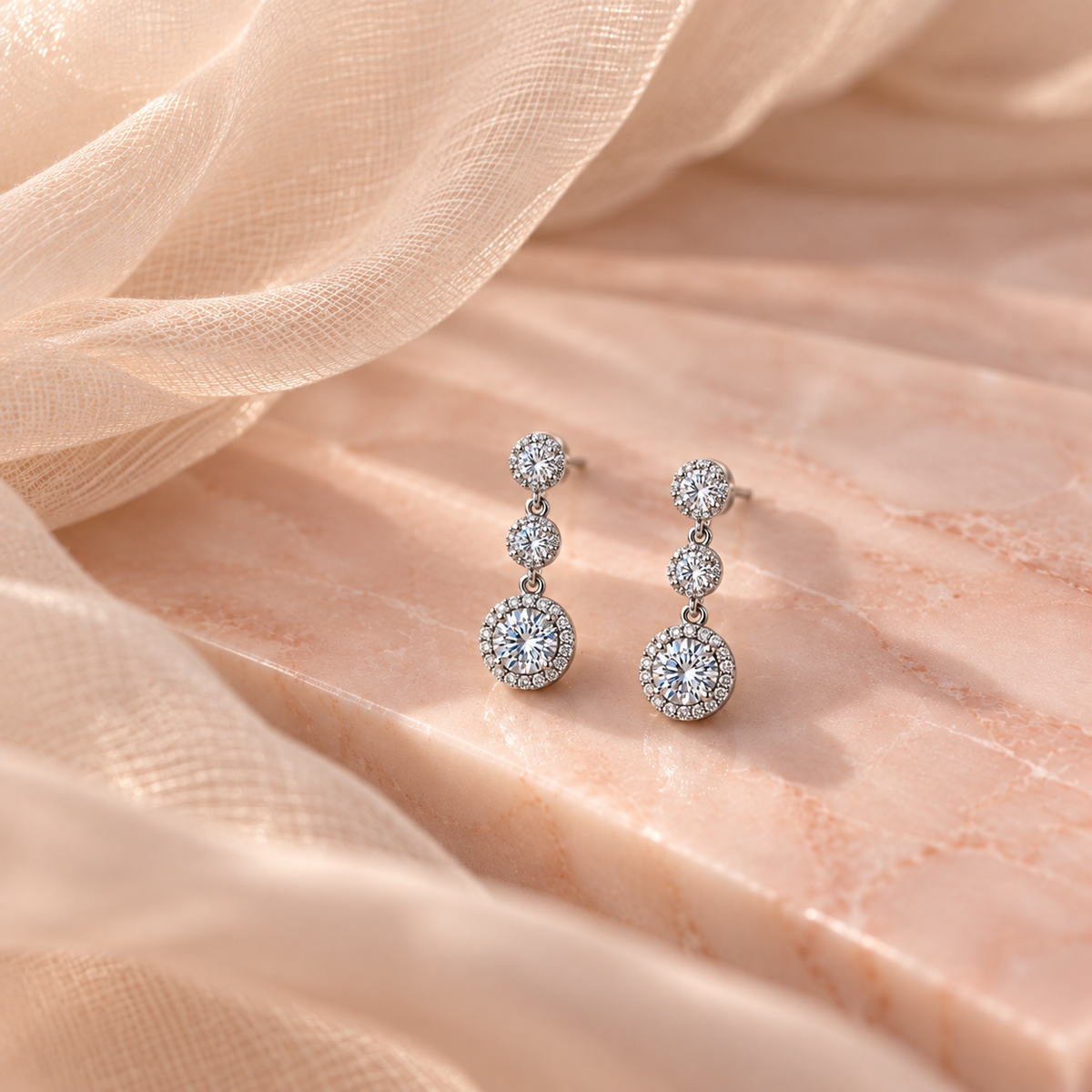Pendientes Triple Círculo de Plata 925 con Moissanita