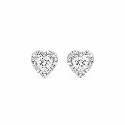 Pendientes Corazón de Plata 925 con Moissanita