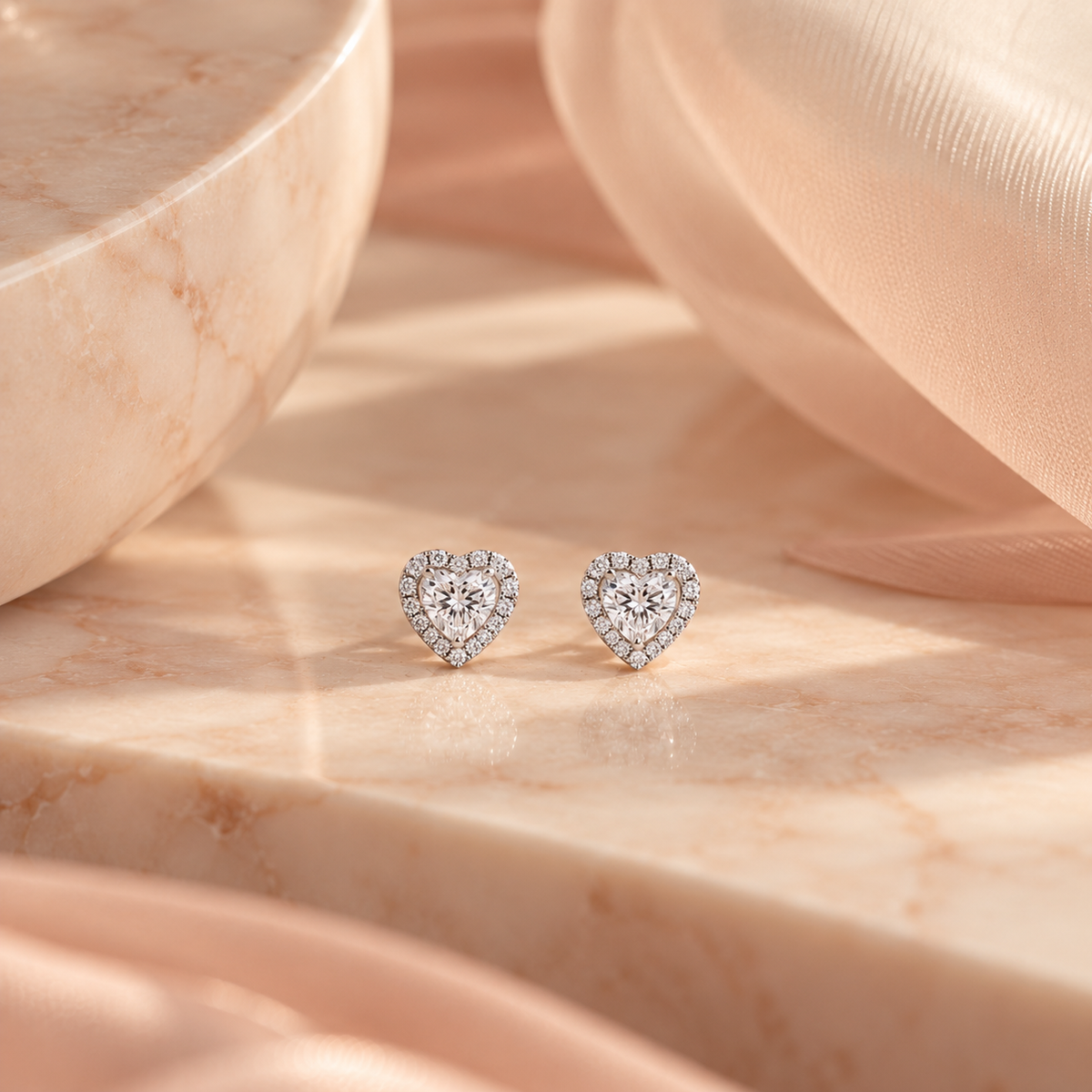Pendientes Corazón de Plata 925 con Moissanita
