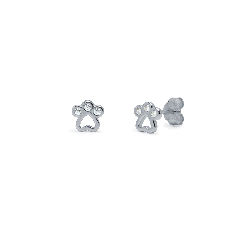 Pendientes huella perrito circonitas plata