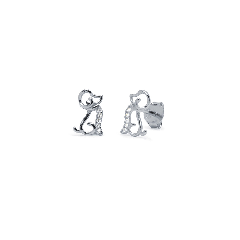 Pendientes silueta perrito plata