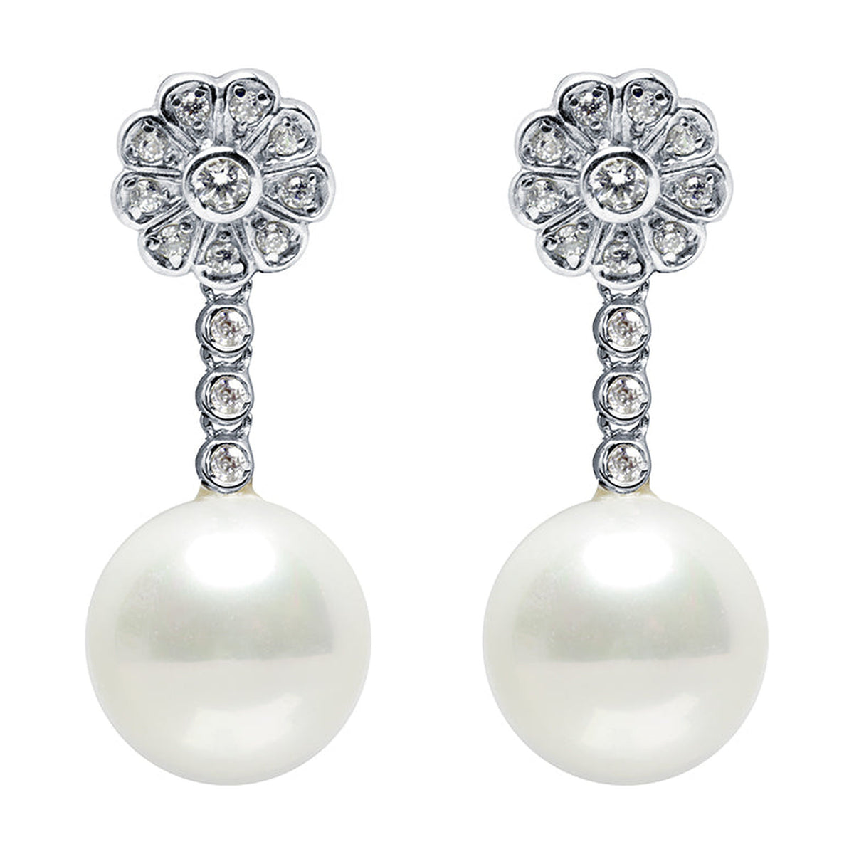 Pendientes de Oro 18K con Perla y Brillantes