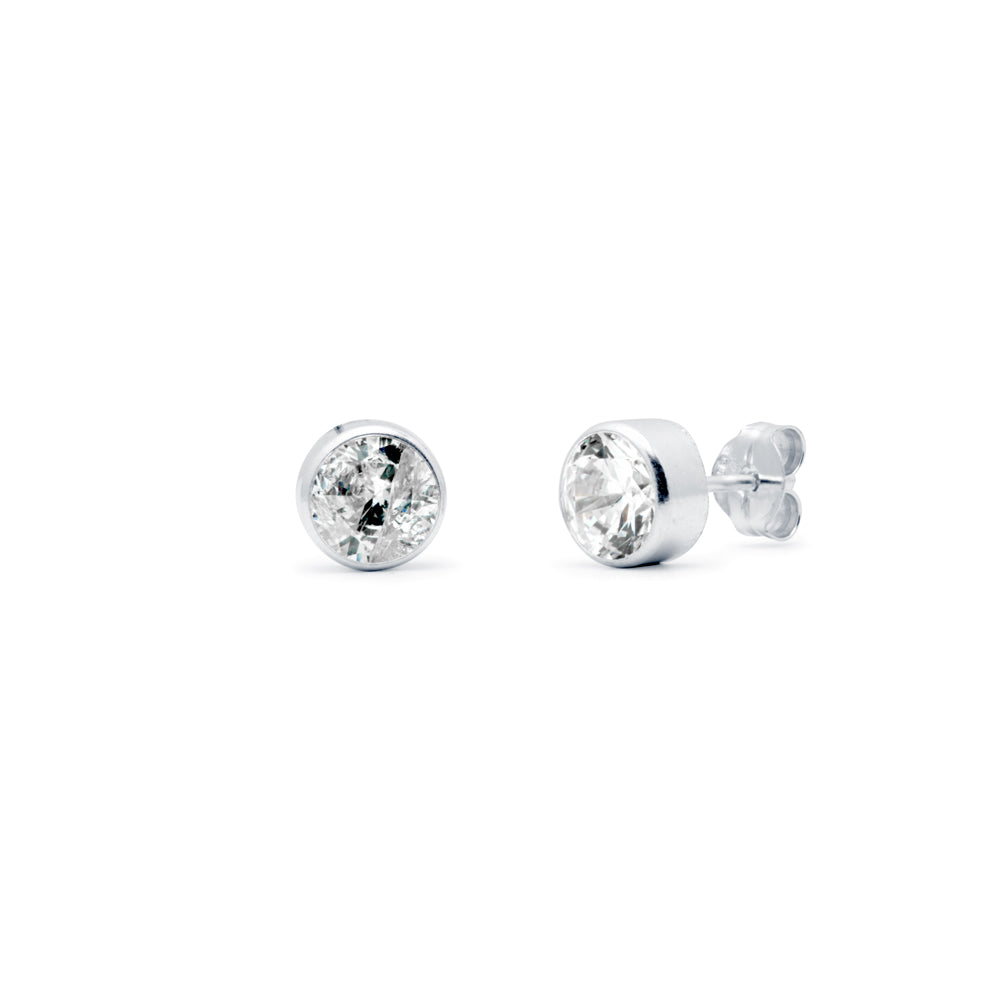 Pendientes Chatón Plata 6mm