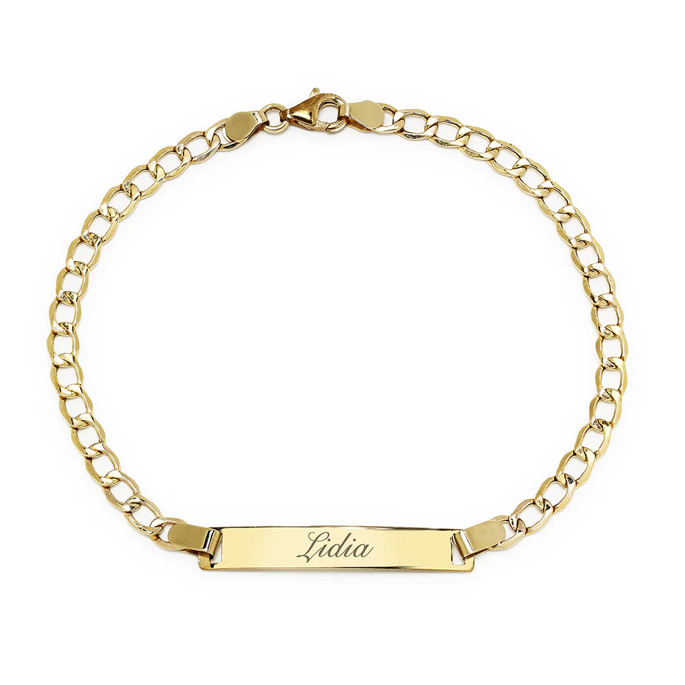 Pulsera No me olvides Barbada de Oro 9K/18K Personalizada