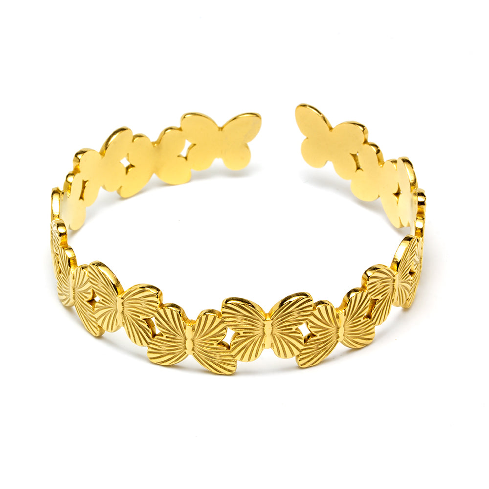 Pulsera Esclava Mariposas de Acero