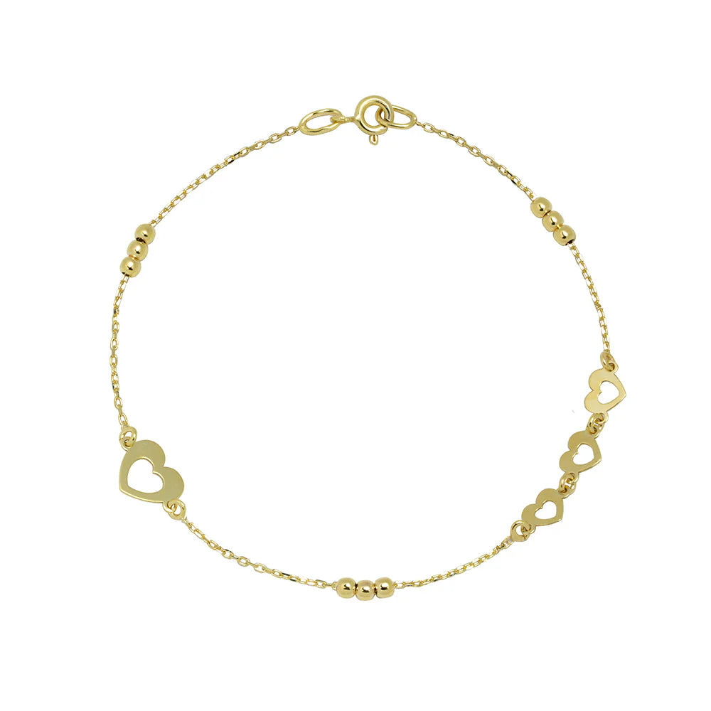 Pulsera Corazones de Oro 9K