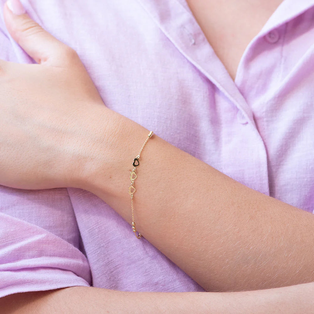Pulsera Corazones de Oro 9K
