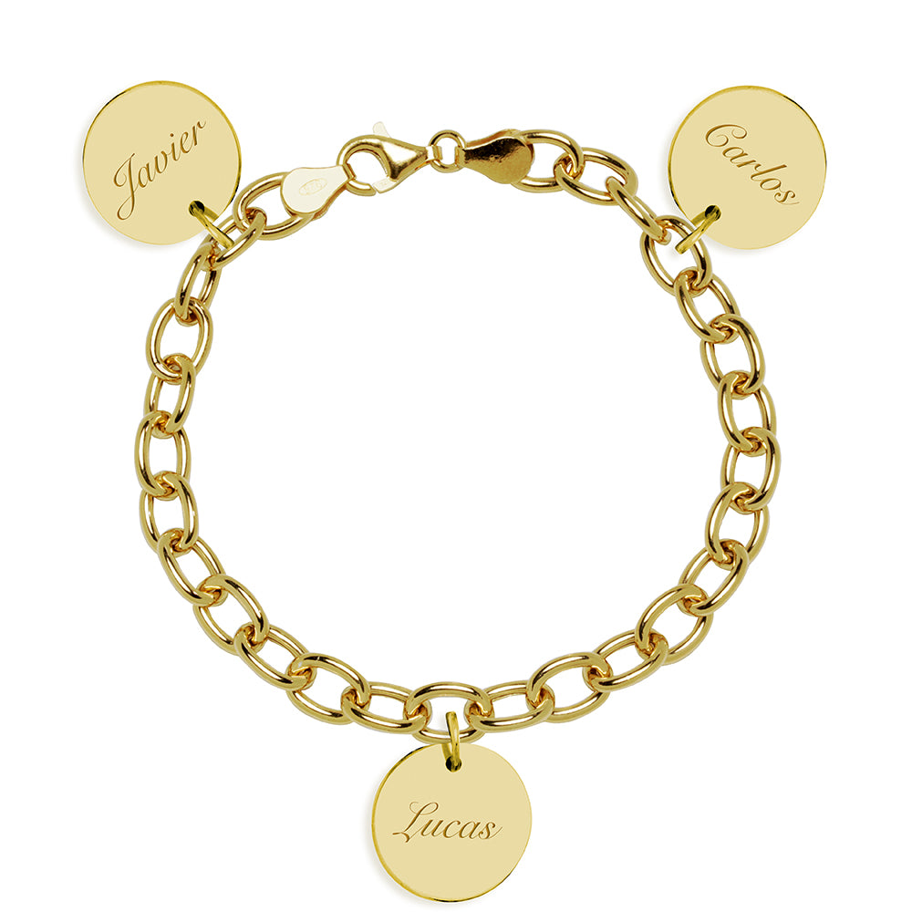 Pulsera Eslabones y Medallas de Plata 925 Personalizada