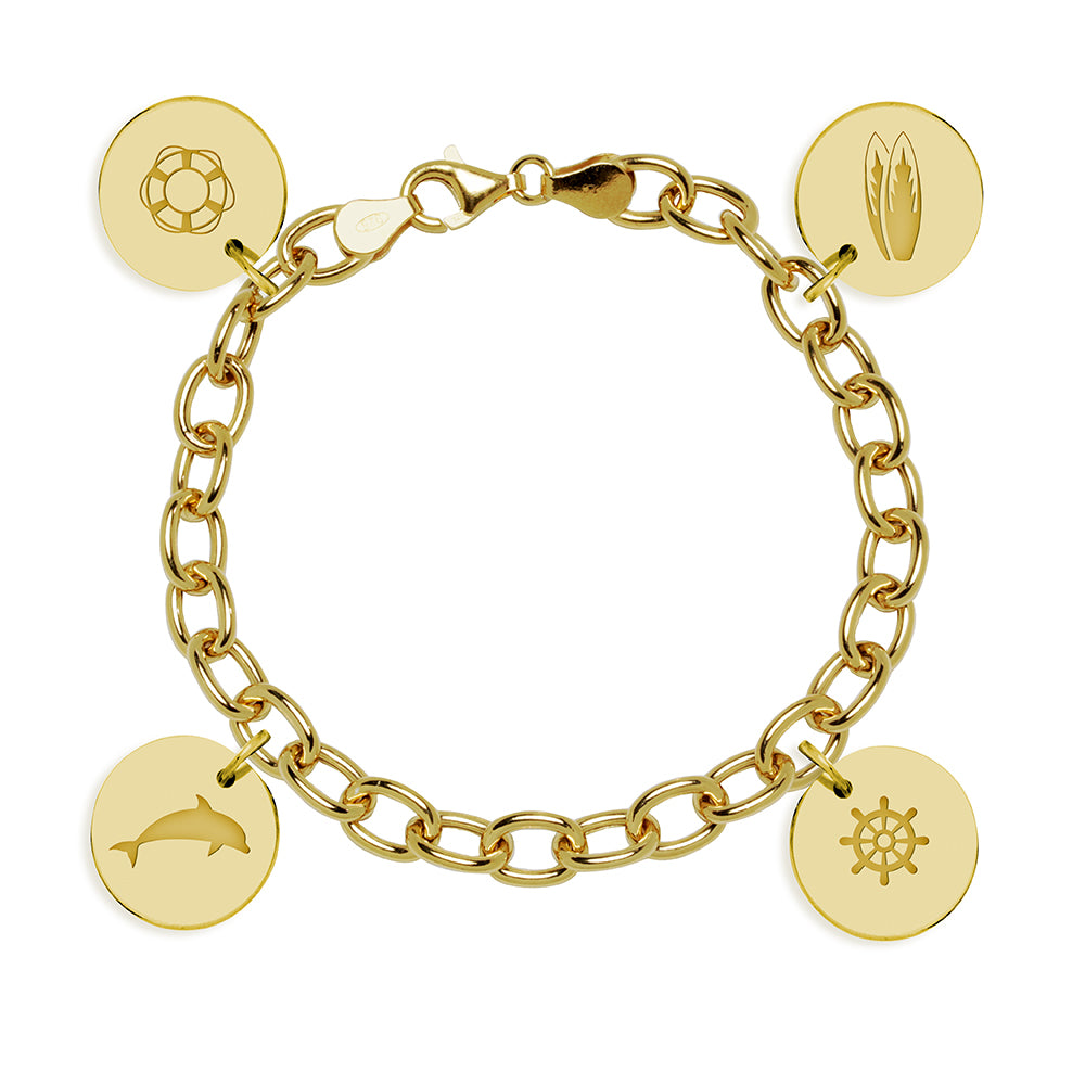 Pulsera Eslabones y Medallas de Plata 925 Personalizada