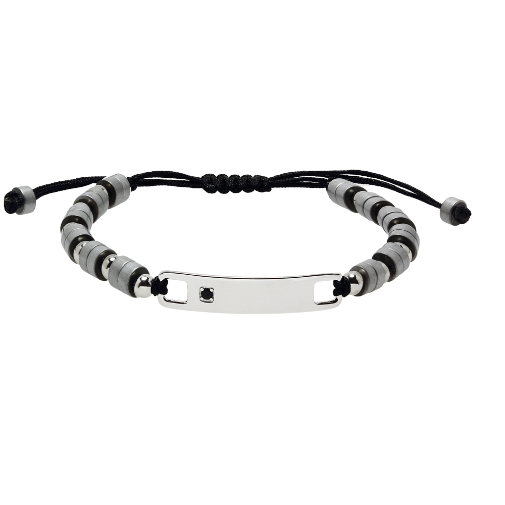 Pulsera Personalizable Ónix o Hematite Plata