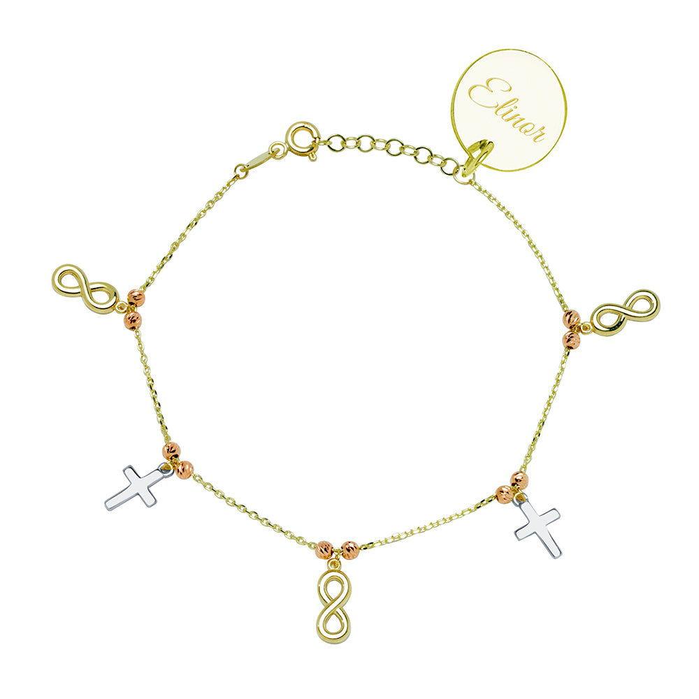Pulsera Personalizable Charms Cruz e Infinito