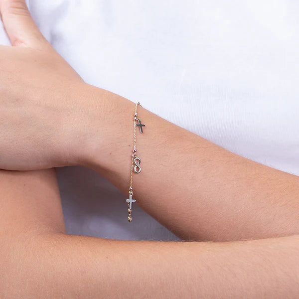 Pulsera Personalizable Charms Cruz e Infinito
