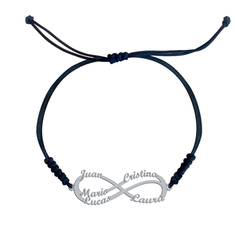 Pulsera Infinito de Plata 925 con Nombres Grabados