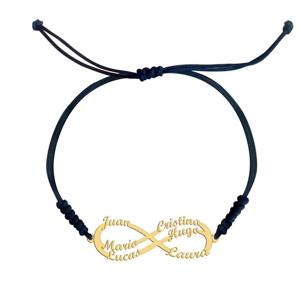 Pulsera Infinito de Oro con Nombres Grabados