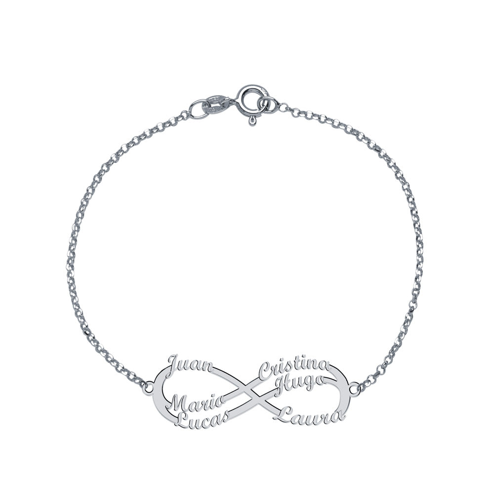 Pulsera con nombre Infinito 6 Plata