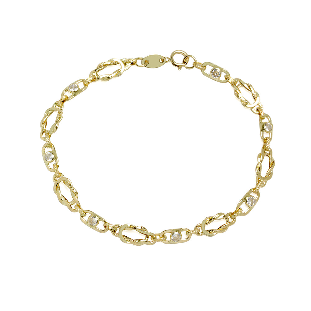 Pulsera Eslabones de Oro 18K con Circonitas