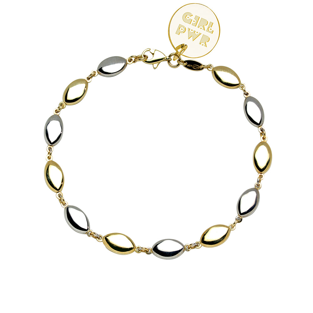 Pulsera Personalizable Eslabones Ovalados Bicolor