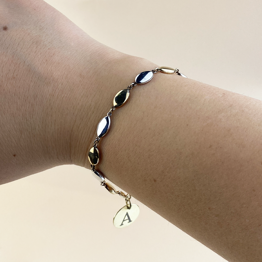 Pulsera Personalizable Eslabones Ovalados Bicolor