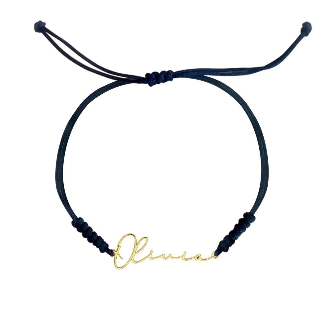Pulsera Caligrafía de Oro con Nombre Grabado