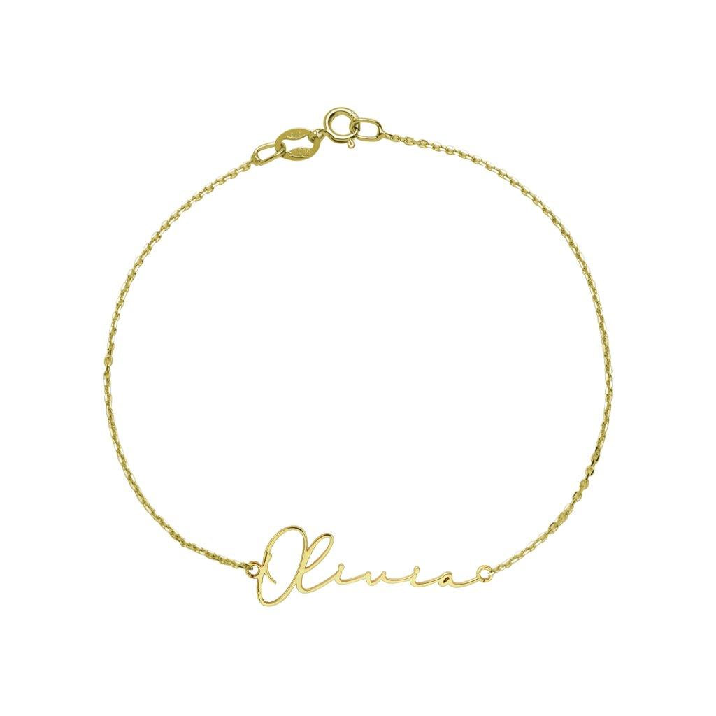 Pulsera Caligrafía de Oro con Nombre Grabado