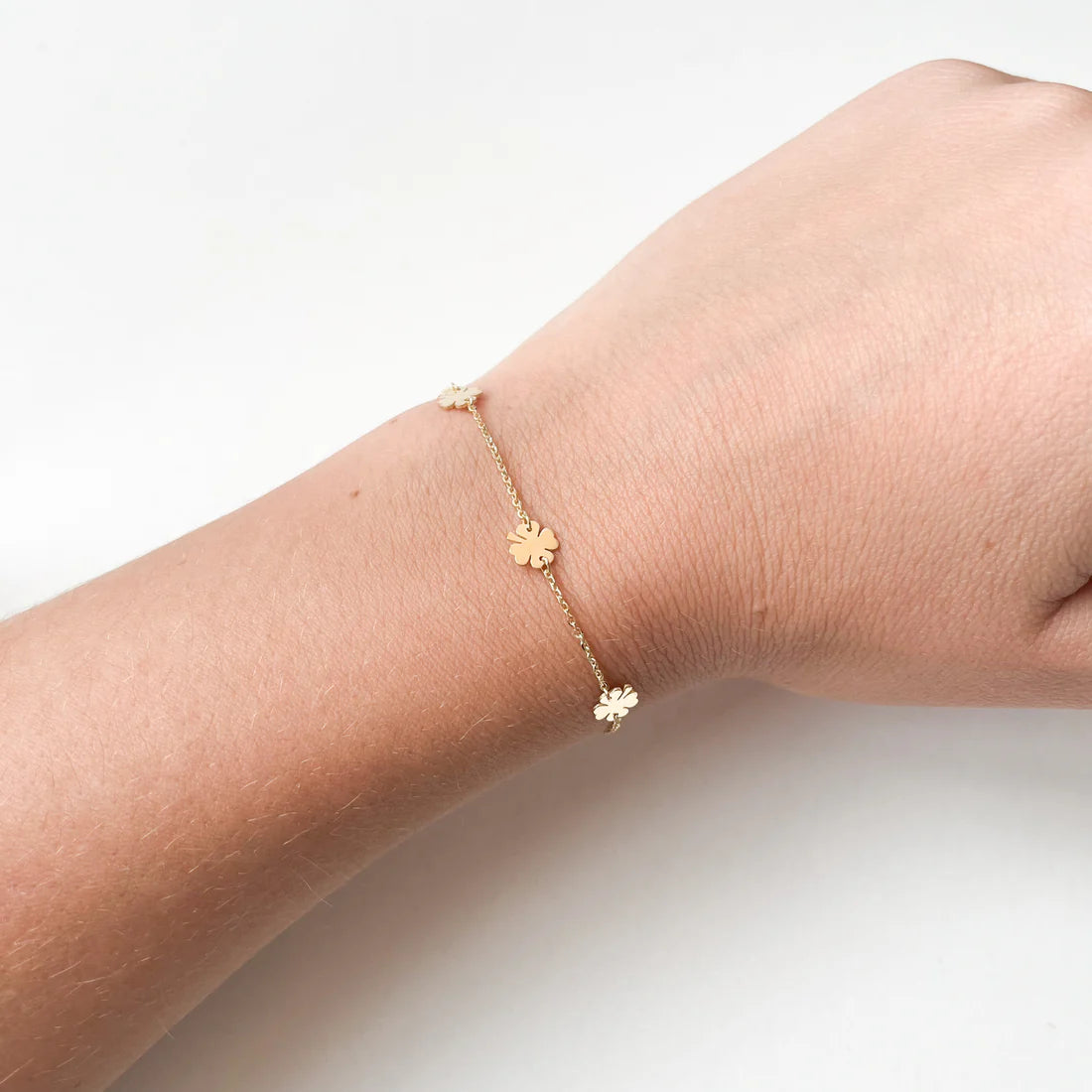 Pulsera Buena Suerte 5 Tréboles de Oro 9K