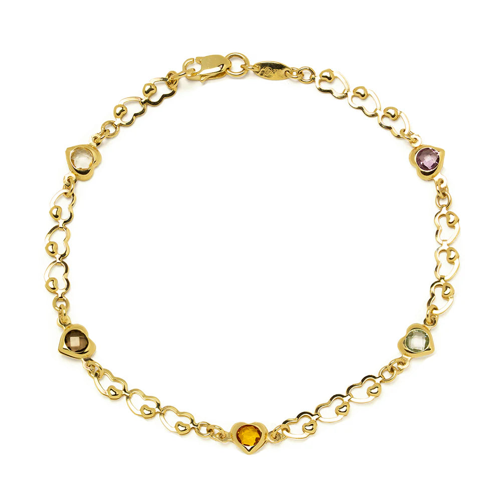 Pulsera de Oro 9K para Mujer con Circonitas y Amatista