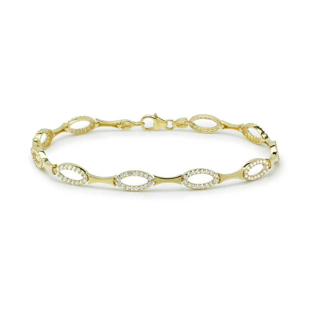 Pulsera Semirígida de Oro 9K con Circonitas