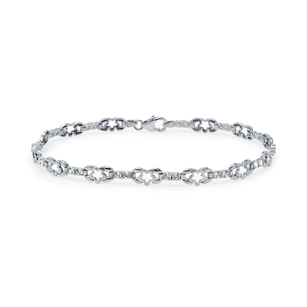 Pulsera Semirígida de Flores de Oro 9K con Circonitas